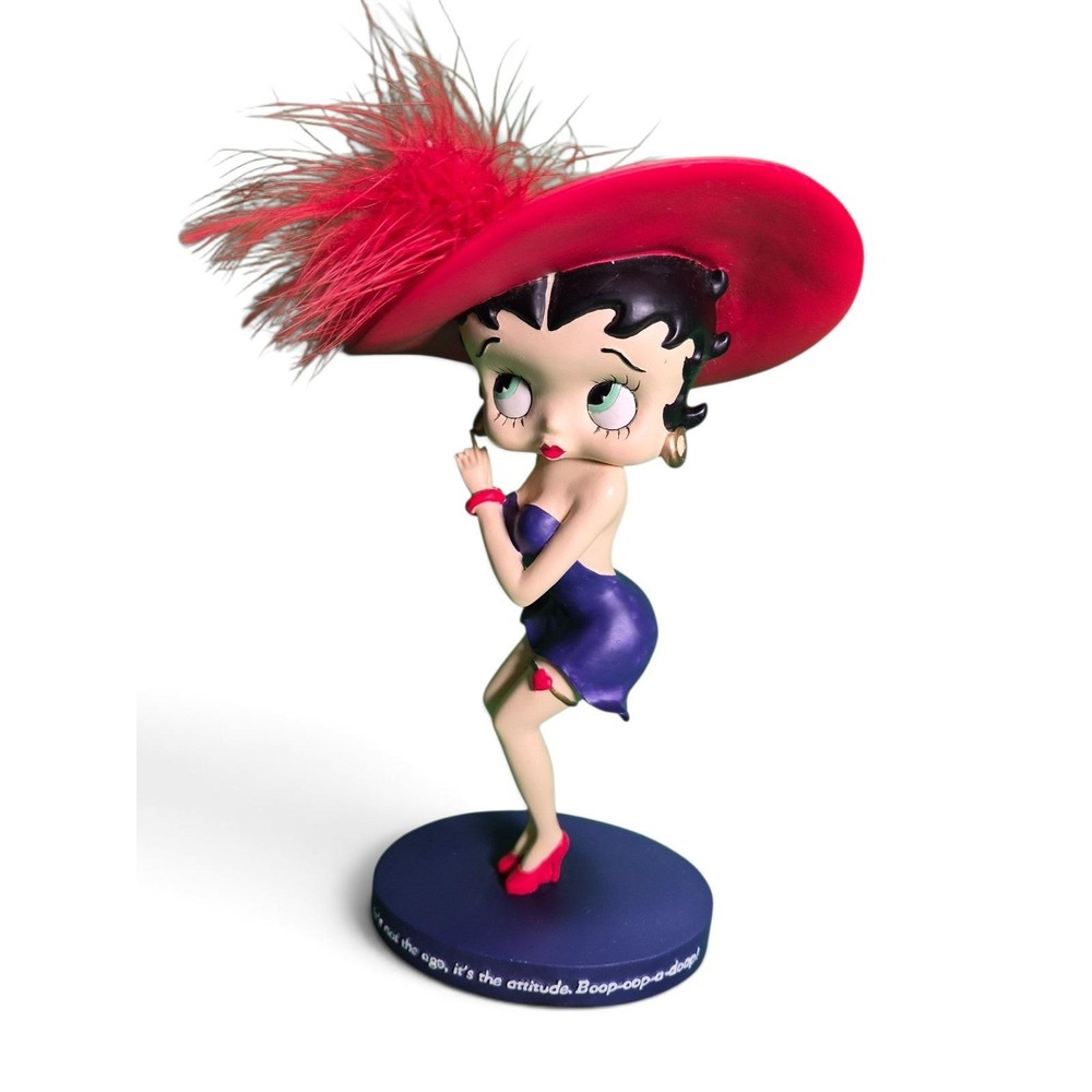 Betty Boop Figurine Adult OS Red Purple Excellent Feather Hat Resin Statue